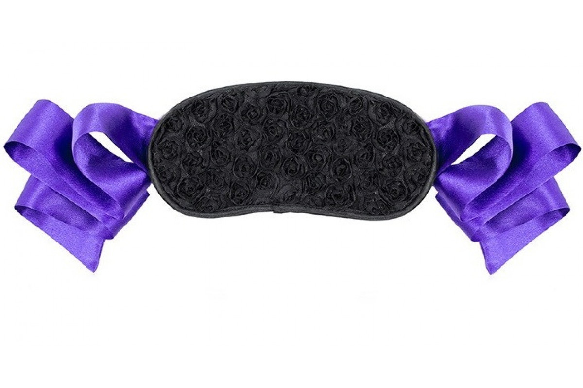 Маска на очі чорна DS Fetish Blindfold black/purple, фото 1