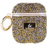 TPU чохол Bling World Rock Diamond для навушників AirPods 1/2 Золотий