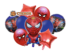 Набір із 9 повітряних кульок Людина-павук, спайдермен, червоно-синій