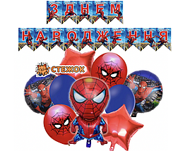 Набір із 9 повітряних кульок Людина-павук, спайдермен, червоно-синій