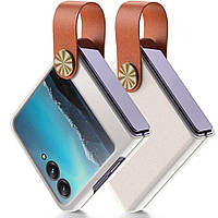 Защитный чехол GKK Strap Kickstand для Motorola Razr 40 Ultra - White / Brown