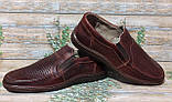 Чоловічі шкіряні літні комфортні туфлі TRAFFIC 0436, коричневі, розм. 45, фото 3