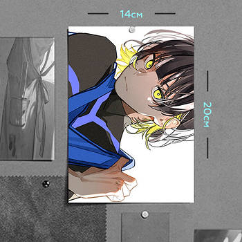 "Мегуру Бачіра (Синя В'язниця: Блю Лок / Blue Lock)" плакат (постер) розміром А5 (14х20см)