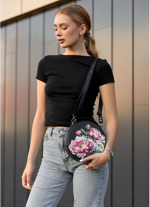 Жіноча кругла сумка Sambag Bale MZN Принт "Flower", фото 1