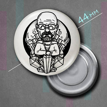 "Волтер Вайт / Хайзенберг (Пуститися берега)" магніт круглий Ø44 мм