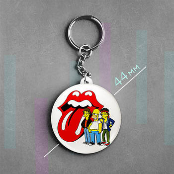 "Гомер Сімпсон і Роллінг стоунз (Сімпсони)" брелок круглий Ø44 мм