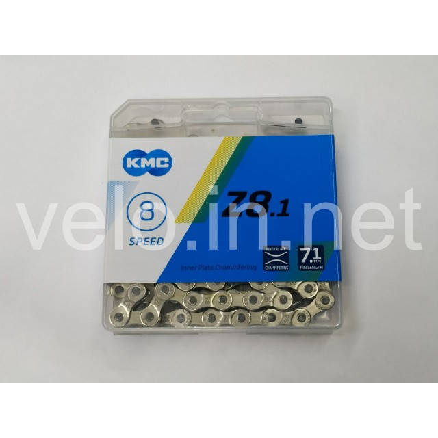 

Цепь велосипедная KMC Z8.1 хром, с замком 114 звеньев