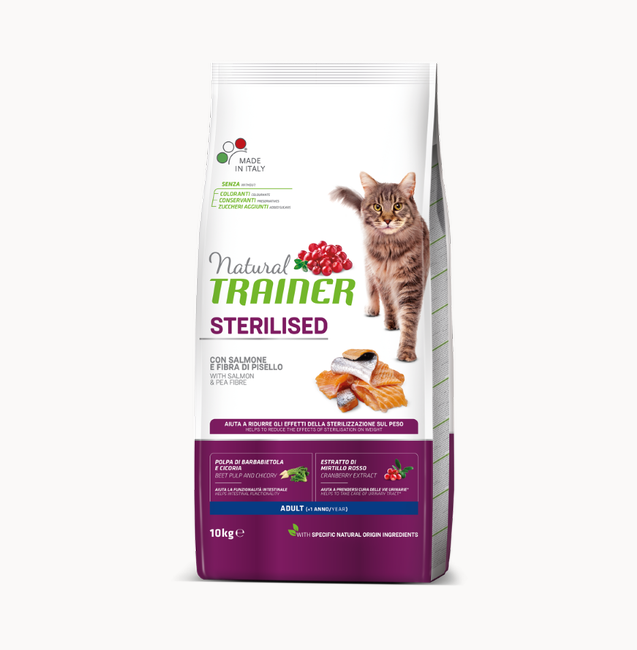 

Trainer Natural Adult Sterilised with Salmon Сухой корм для стерилизованных кошек от 1 года 10 кг АКЦИЯ! 2 шт + 1.5 кг