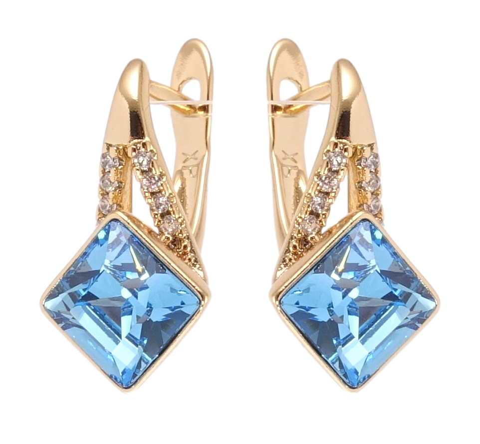 

Серьги Xuping Позолота 18K с кр-ми Swarovski английский замок "Кристаллы Aquamarine"