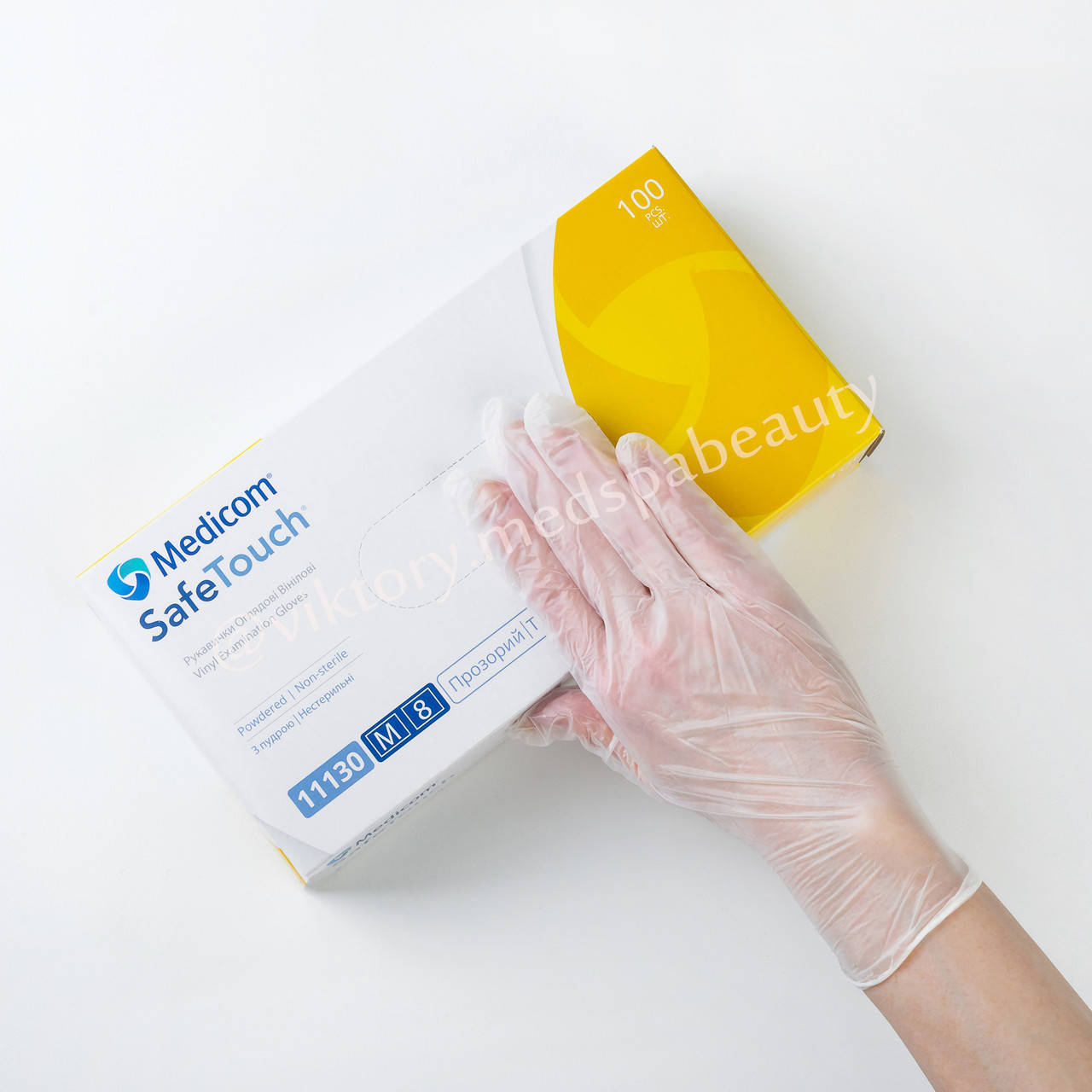 

Виниловые перчатки опудренные ТМ "Medicom", размер М, 100 шт., Белый