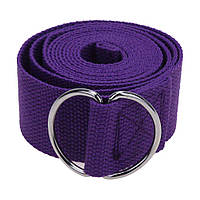 Ремень для йоги EasyFit Черный полиэстер, хлопок + хромированная сталь Фиолетовый