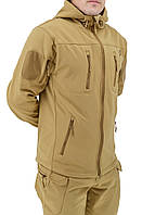 Тактическая куртка Eagle Soft Shell JA-01-0 з флісом Пісок (Койот), фото 5