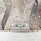 Фотошпалери флізелінові 254 х 184 см Діаманти та срібні вензелі на сіро-бежевому фоні (2046V4) Найкраща якість, фото 6