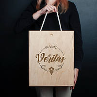 Коробка для вина на три бутылки "In vino veritas" "Gr"