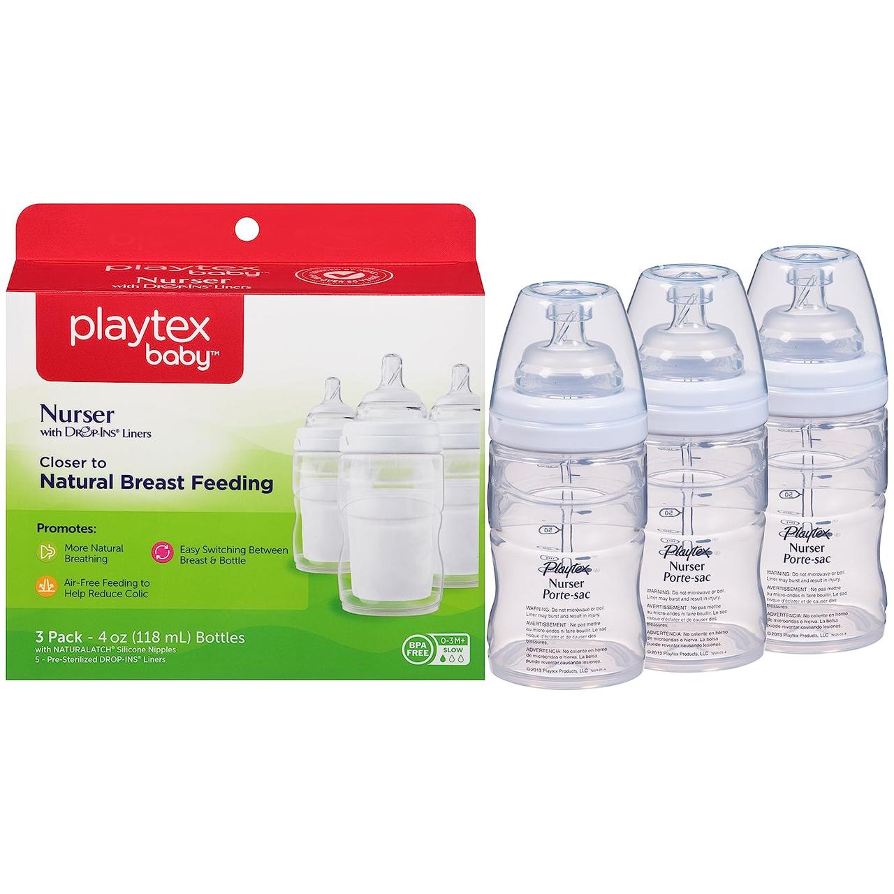 Playtex Пляшечки для годування преміумкласу без вмісту бісфенолу А з вкладишами, 3 шт