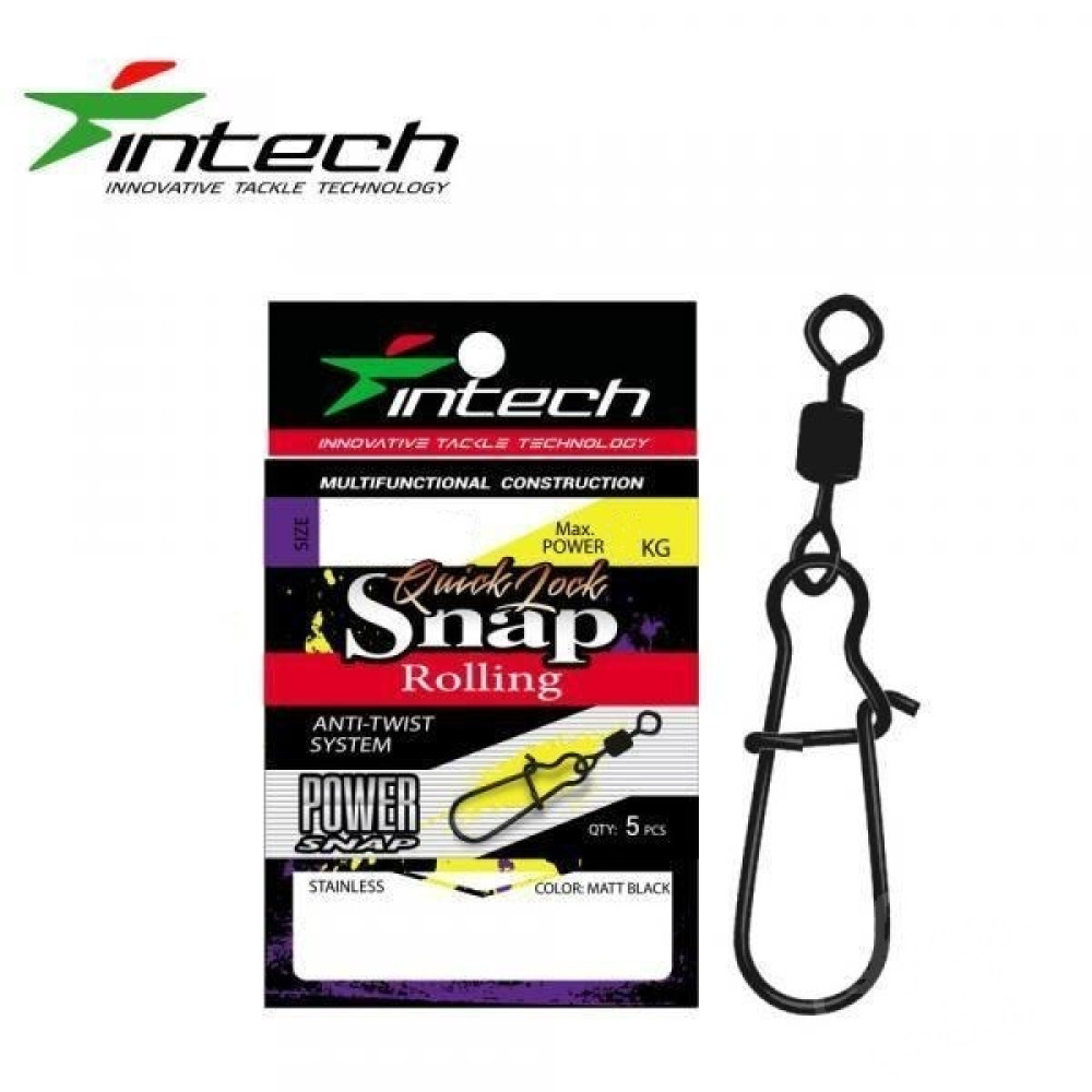 Застібка з вертлюжком Intech Quick lock Snap Rolling Matt black (5 шт) #0, фото 1