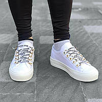 Женские кеды Christian Dior Walk'N'Dior Sneaker (белые) стильные спортивные на платформе PD6705