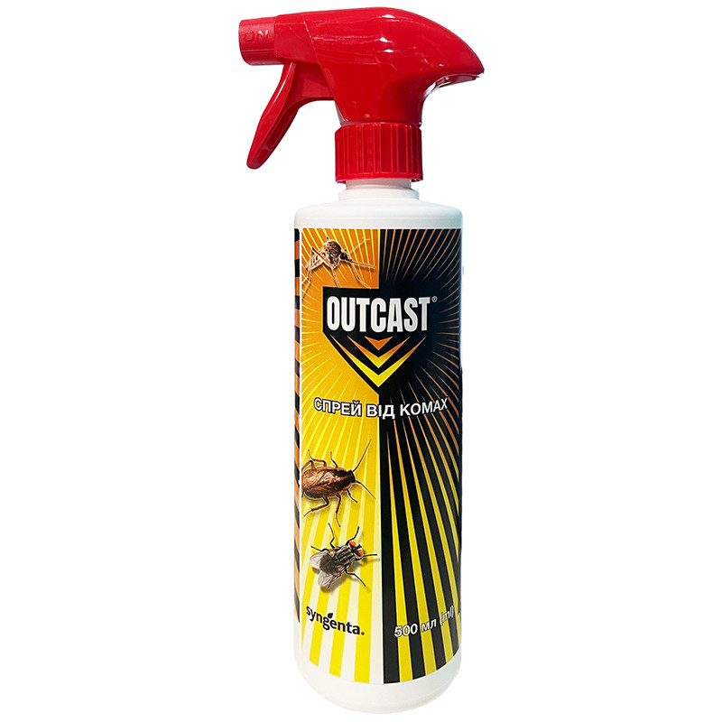 Outcast: спрей від тарганів, прусаків, мурах, бліх, клопів, молі, мух (500 мл) від Syngenta, Швейцарія