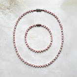 Чокер та браслет 100% натуральний рожевий кварц 4 мм довжина чокера 39 см браслет 19,5 см, фото 6