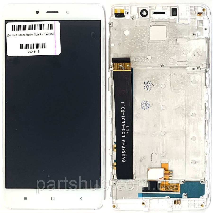 Дисплей (екран) Xiaomi Redmi Note 4 з тачскріном (білий з рамкою MedaTek), фото 1