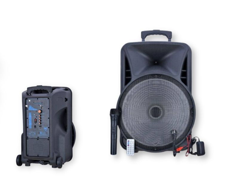 Автономна акустична система XPRO FH-A15 колонка валіза 100Вт USB, SD, FM радіо, Bluetooth, мікрофон, ДК чорна (lp-87990), фото 1