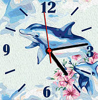 Набор для творчества "Часы" картина по номерам "Дельфины" 30*30 см