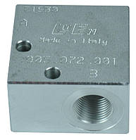 Монтажная плита для электромагнитного клапана LUEN005.072.001.F, 40 l/min, 3/4 UNF, 3/8 BSP (P-T), LUEN