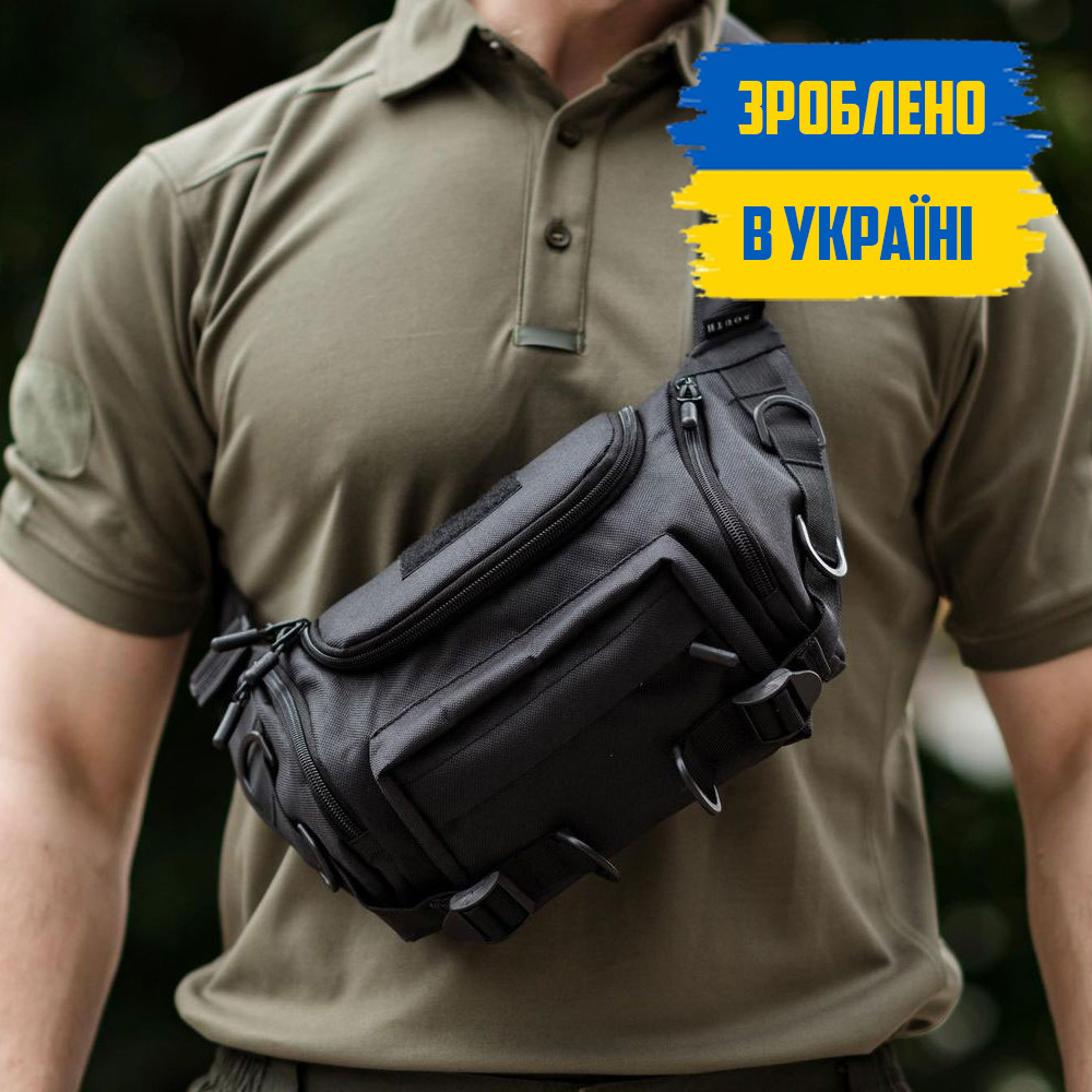 Чорна тактична чоловіча сумка BRONX з тканини S