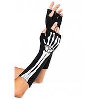 Перчатки без пальцев Leg Avenue Skeleton Fingerless Gloves, черные, O/S +Презент
