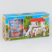 Будиночок "Щаслива сім'я" 012-01, 2 поверхи, 2 флоксових героя, меблі, світло, в коробці