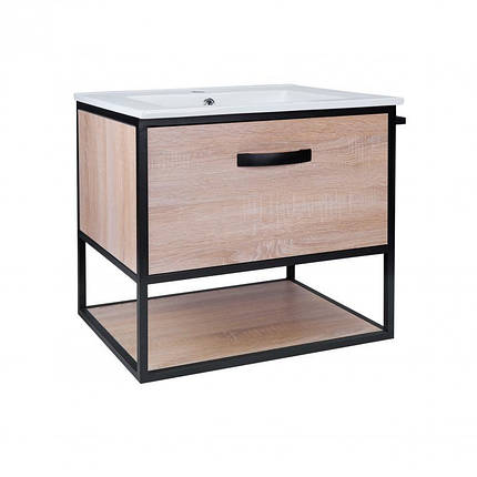 Комплект Qtap Taurus 600х580х437 Whitish oak тумба підвісна + мийка врізна QT2472TPT603WO, фото 2