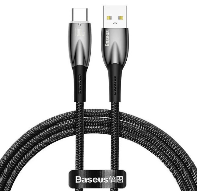 Кабель Baseus Glimmer Series USB to Type-c 100W 1M Black CADH000401, фото 1