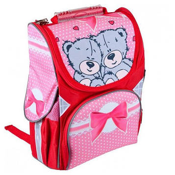 Рюкзак школьный ортопедический для девочки "Мишки" ортопедическая спинка, светоотражающие элементы