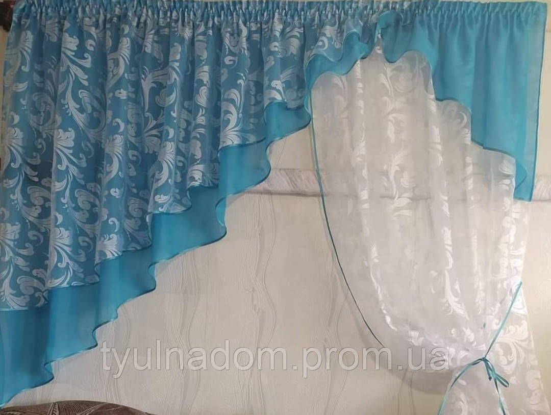 Купить Тюль голубой. Тюль для кухни прихожей коридора, цена 1065 ...