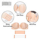 Безшовні гладкий бюстгальтер пуш ап Анжеліка, Ліфчик з силіконовою спинокою Бежевий, фото 6