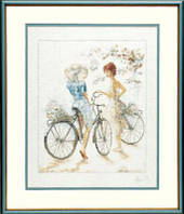 Набір для вишивки LanArte Girls on Bicycle Дівчата на велосипедах PN-0007949