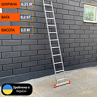 Алюмінієва односекційна приставна драбина на 11 сходинок