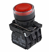 Кнопка управления 1NO+1NC 22мм с подсветкой красный LED 220V [A0140010174] TB5-AW34M5 АСКО