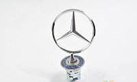 Значок На капот Mercedes / Емблема на капот Мерседес (Приціл) з написом