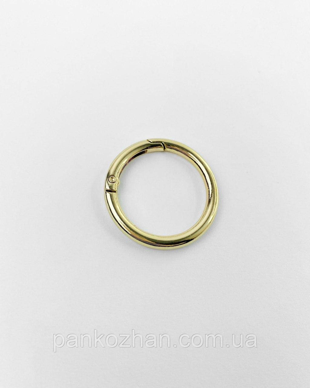 Кільце карабін, золото світле, 30мм, ПРЕМІУМ, фото 1