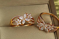 Кольцо Xuping Jewelry цветущий сад с белыми камнями р 17 золотистое