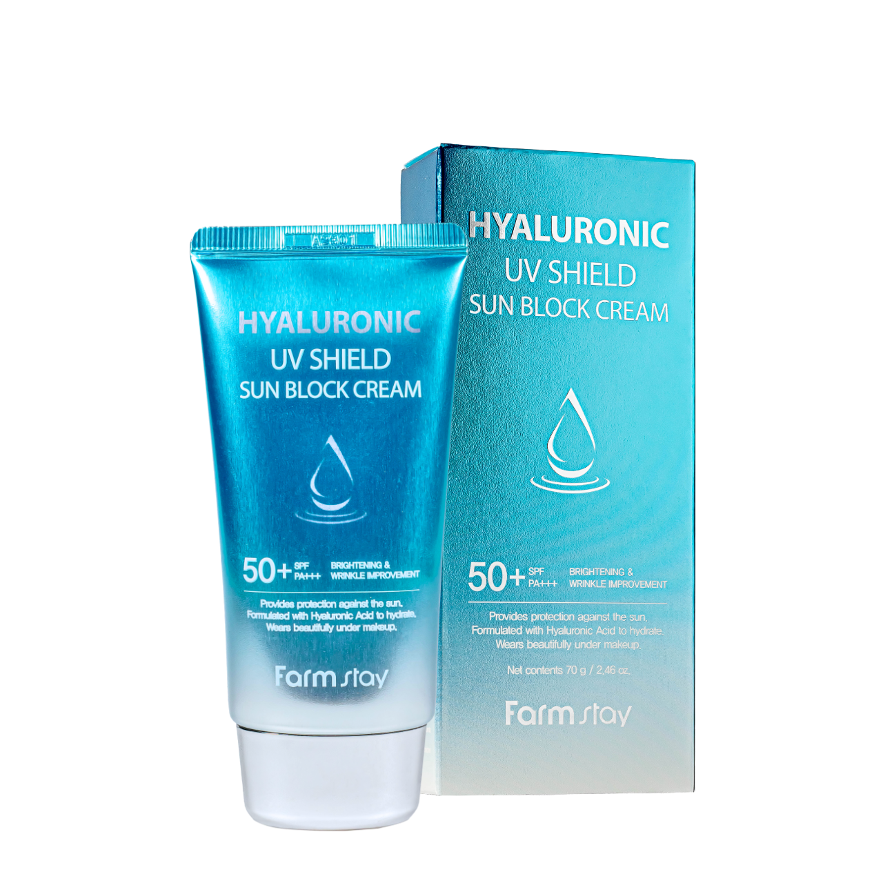 Сонцезахисний крем для обличчя FarmStay Hyaluronic UV Shield Sun Block з гіалуроновою кислотою SPF50+ PA+++, фото 1