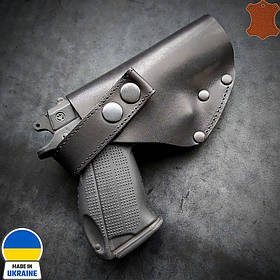 Універсальна поясна кобура під ФОРТ 12/14/17/20 (чорна). З натуральної шкіри