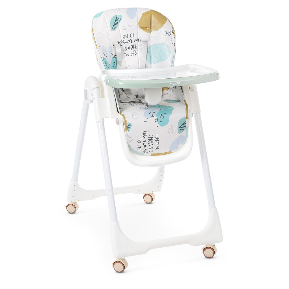 Дитячий стільчик для годування Bambi M 5673-12 з ременями безпеки та коліщатками, фото 1