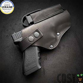 Кобура під поясний ремінь на GLOCK 17 (чорна). З натуральної шкіри
