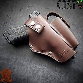 Поясна кобура із системою швидкого витягання під GLOCK 17, (коричнева). З натуральної шкіри