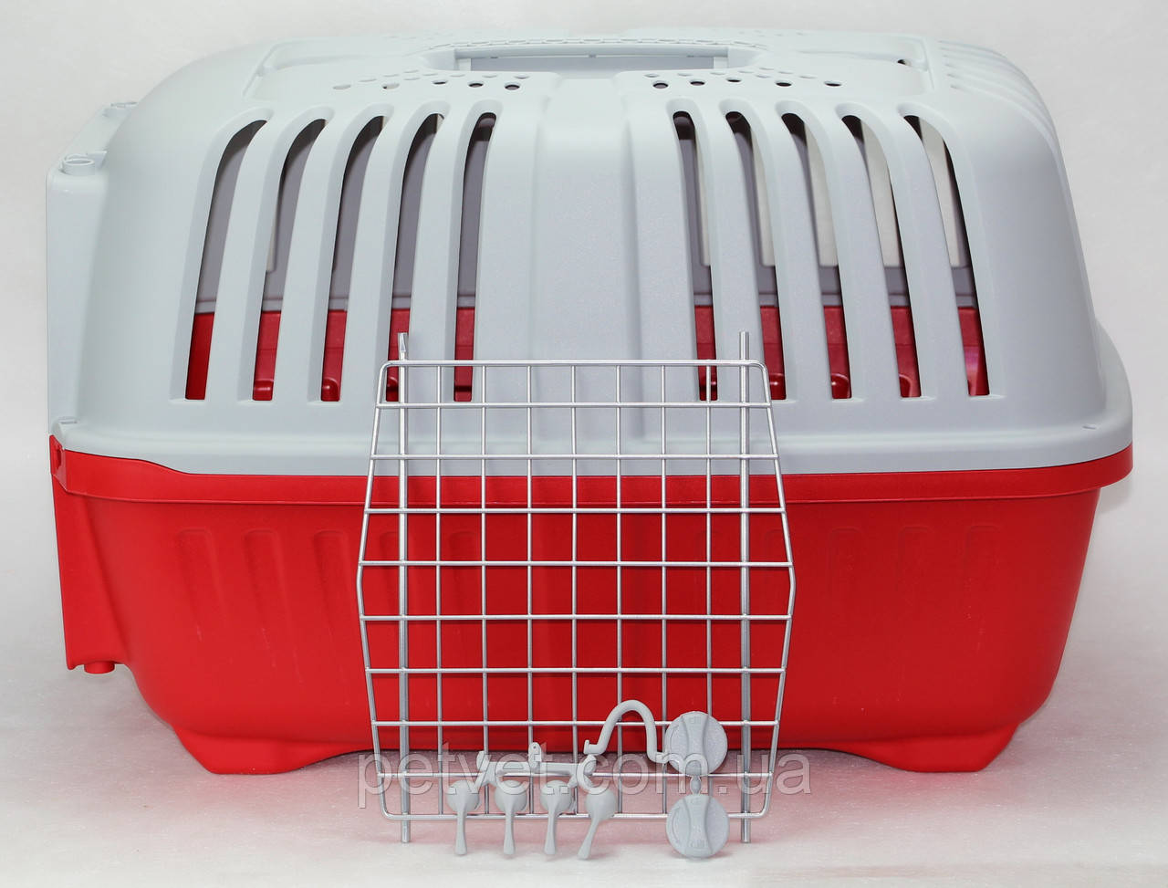 Переноска для котів і собак Pratiko 1 Metal, червона, 48х31.5х33 см, фото 1