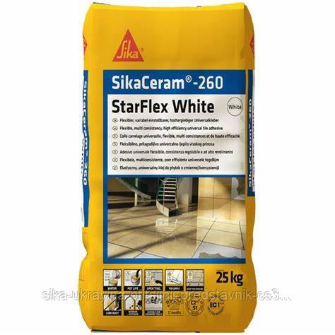 SikaCeram-260 StarFlex (C2TES1) Клей для плитки, каменю, мозаїки еластичний білий (DE)
