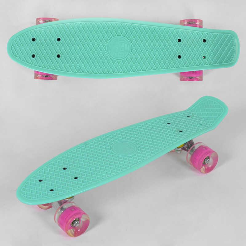 Скейт Пенні борд, колеса PU зі світлом, Best Board 6060 бірюзовий