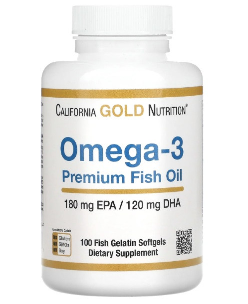 Вітаміни California Gold Nutrition, омега-3, риб'ячий жир преміальної якості, 100 капсул